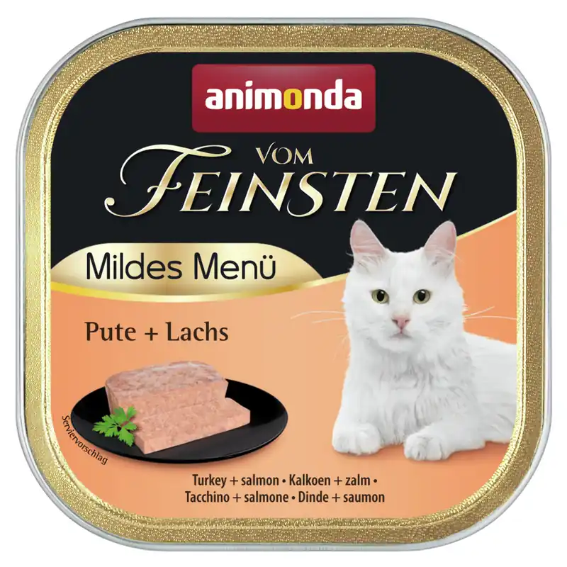 Meistverkauft Sparpaket 8 x 100 g Animonda vom Feinsten Mildes Menü Pute + Lachs Katzen Nassfutter